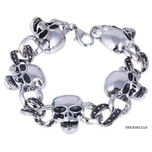 Skull Link Chain Bracelet Classic Retro Gothic Punk Skulls Streetwear New!
